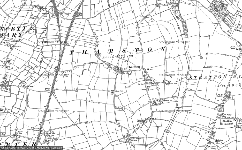 Old Map of Tharston, 1881 - 1883 in 1881