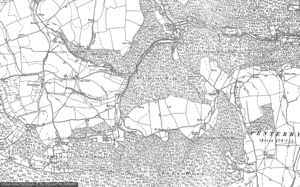 Old Map of Historic Map covering Buckle Wood in 1900