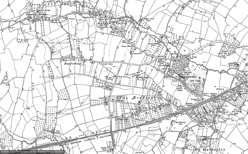 Old Map of Historic Map covering Gloucester & Cheltenham (Staverton) Airport in 1883