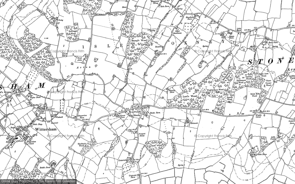 Old Map of Historic Map covering Stone in Oxney in 1896
