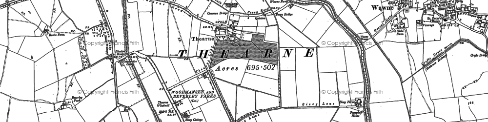 Old map of Thearne in 1888
