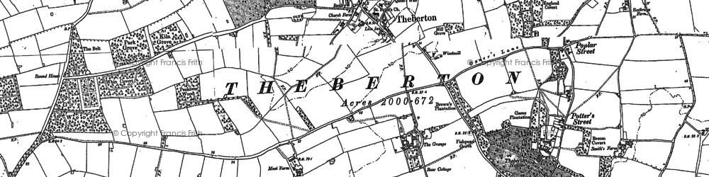 Old map of Leiston Abbey in 1883