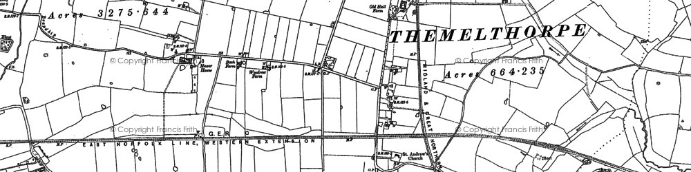 Old map of Themelthorpe in 1885