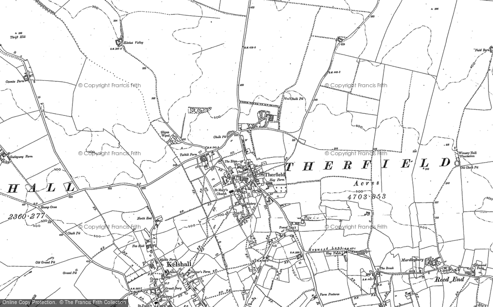 Old Map of Therfield, 1896 - 1898 in 1896