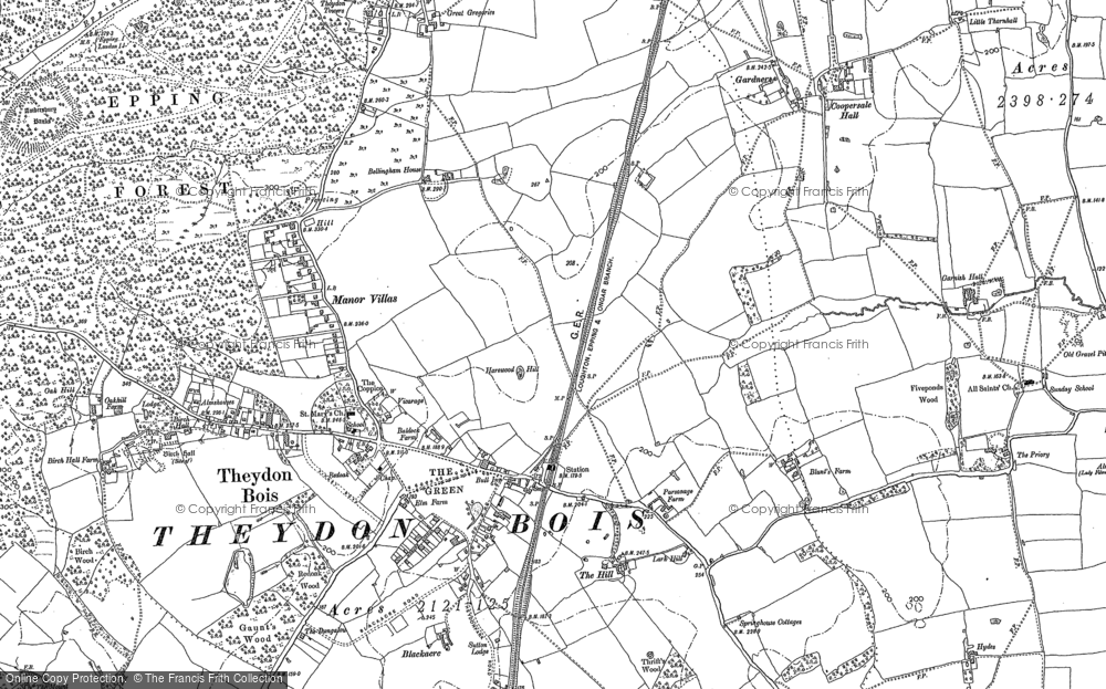 Old Map of Theydon Bois, 1895 in 1895