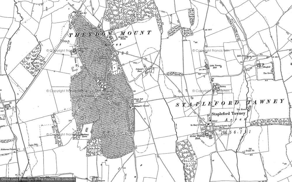 Old Map of Theydon Mount, 1895 in 1895