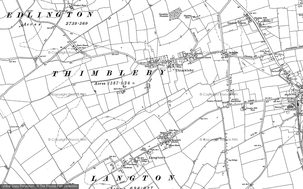 Old Map of Thimbleby, 1887 in 1887