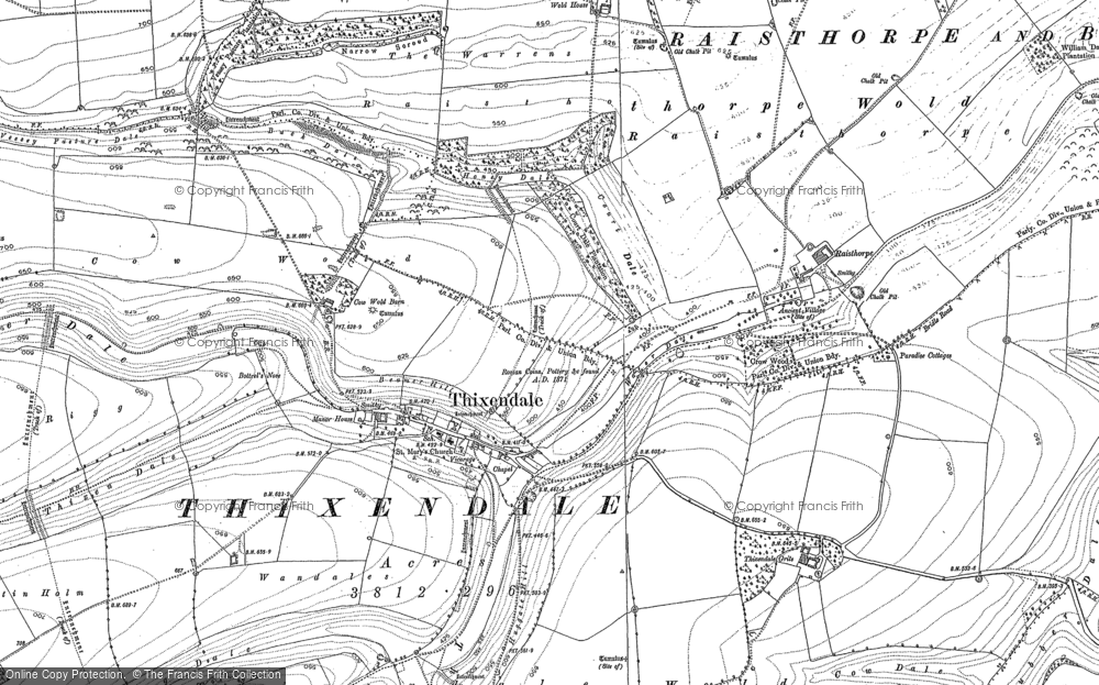 Old Map of Thixendale, 1891 in 1891