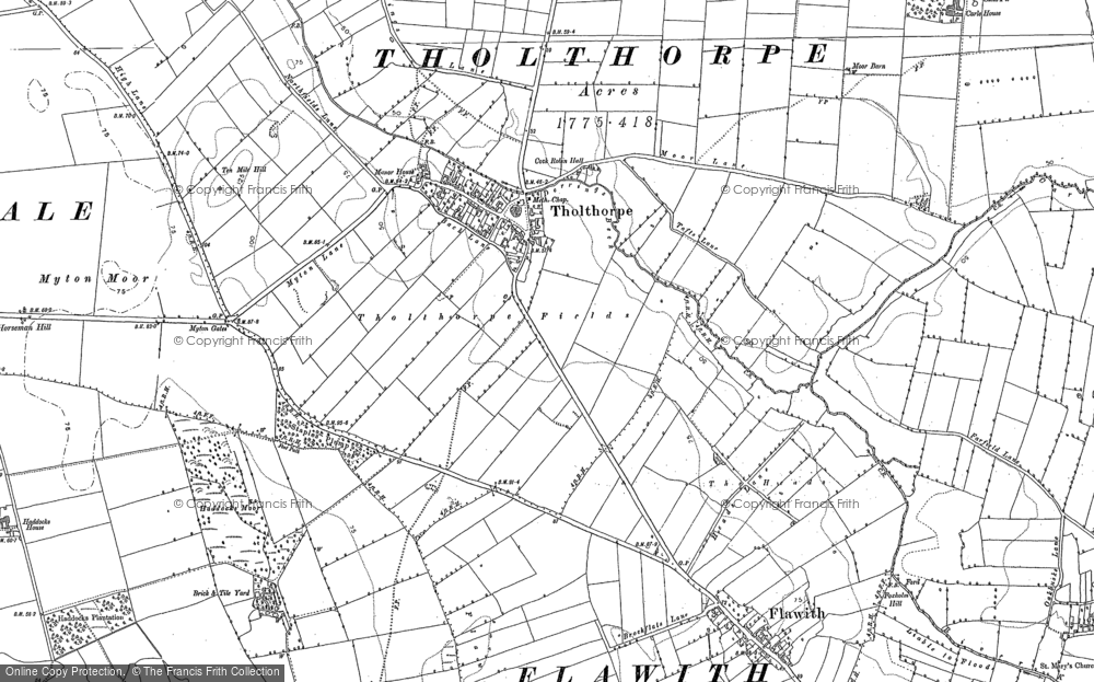 Old Map of Tholthorpe, 1889 - 1892 in 1889