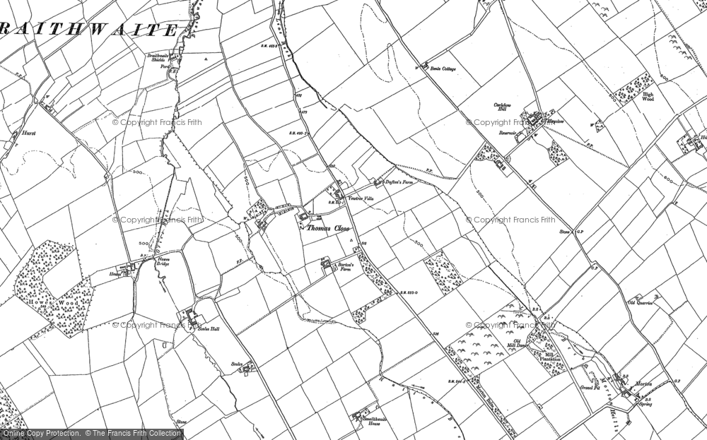Old Map of Historic Map covering Bents Cotts in 1898