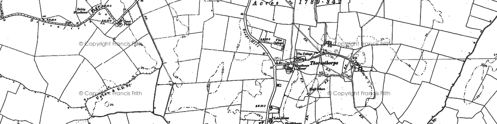 Old map of Thoresthorpe in 1887