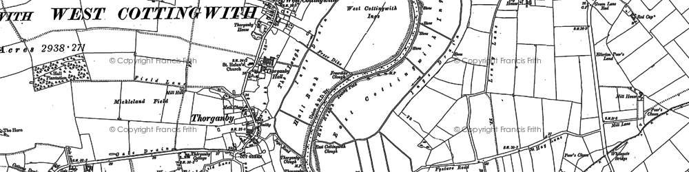 Old map of Thorganby in 1889