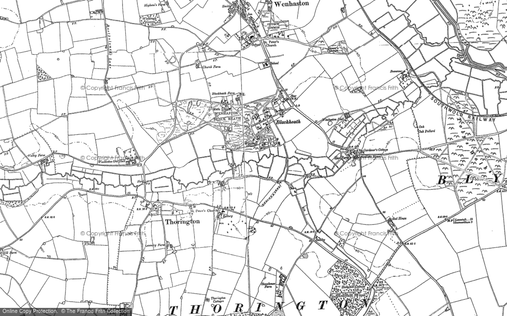 Old Map of Thorington, 1883 in 1883