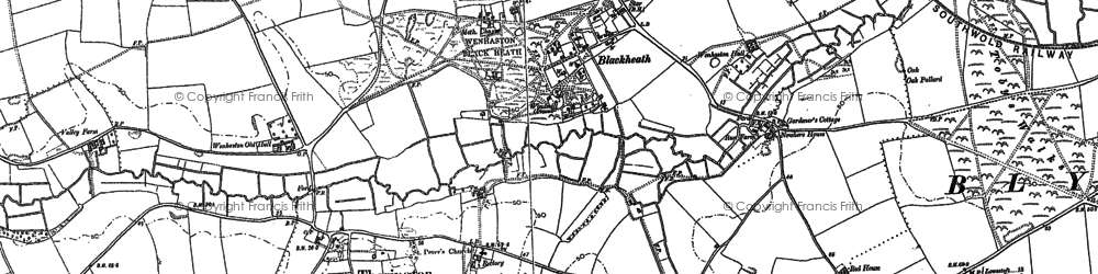 Old map of Wenhaston Black Heath in 1883