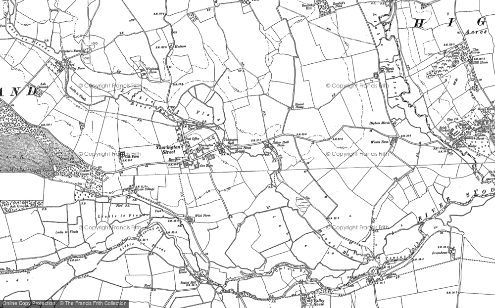 Old Map of Thorington Street, 1884 - 1902 in 1884