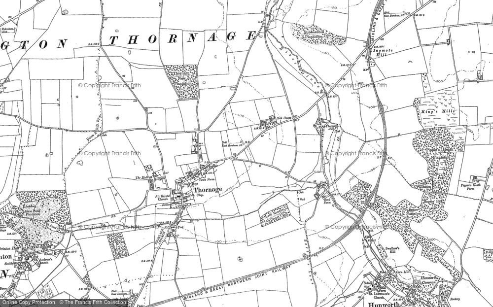 Old Map of Thornage, 1885 in 1885