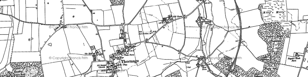 Old map of Thornage in 1885
