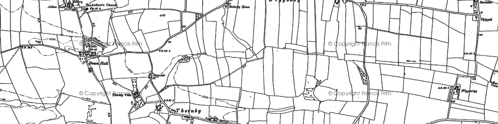 Old map of Down Hall in 1890