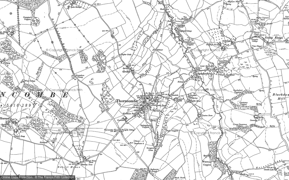 Old Map of Historic Map covering Gribb in 1887