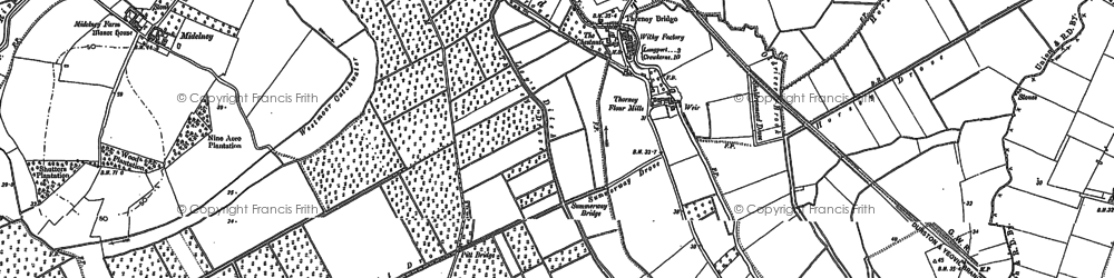 Old map of Thorney in 1885