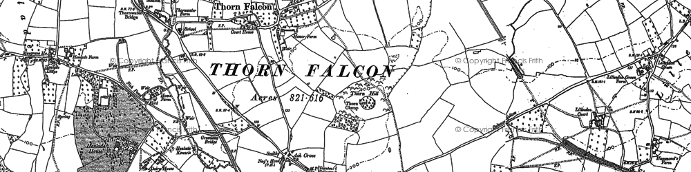 Old map of Thornfalcon in 1886