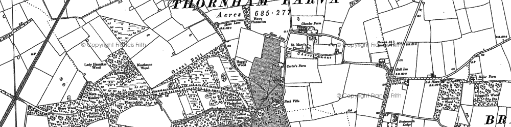 Old map of Thornham Parva in 1885