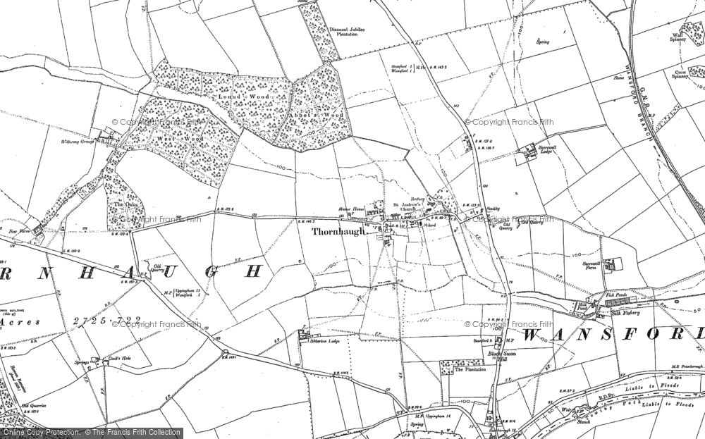 Old Map of Historic Map covering Wittering Grange in 1885