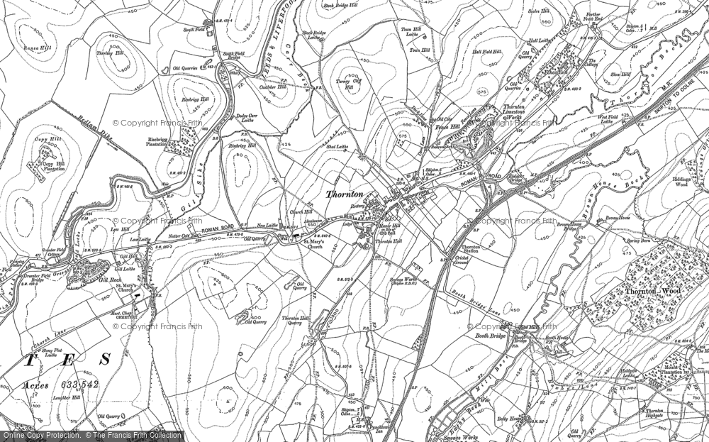 Old Map of Thornton-in-Craven, 1892 - 1907 in 1892