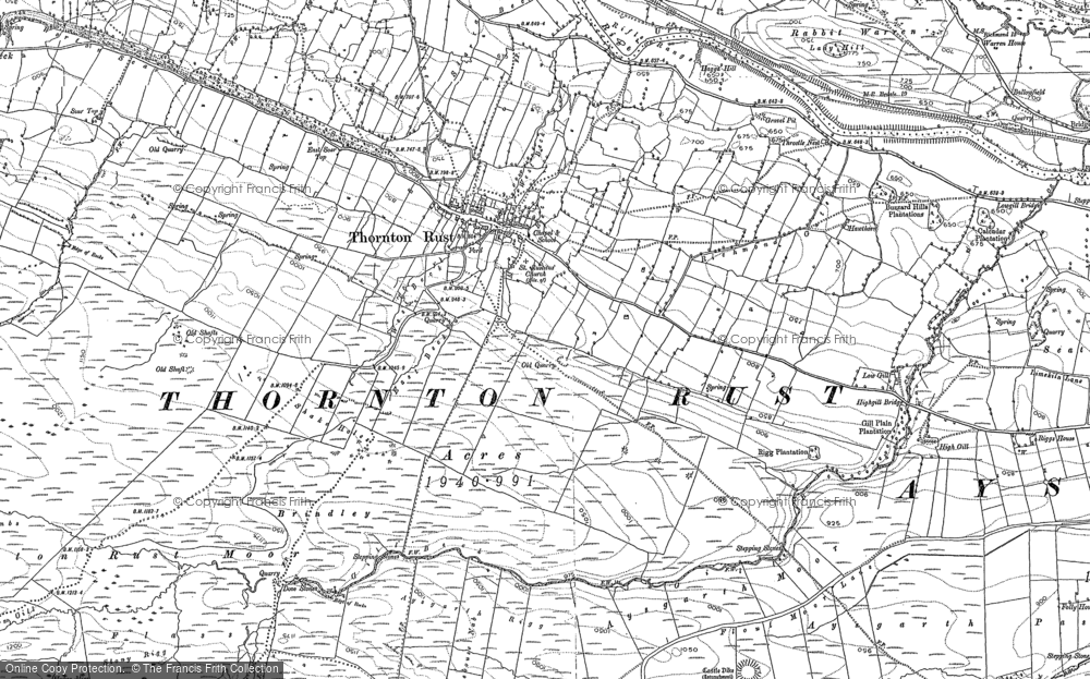 Old Map of Historic Map covering Aysgarth Moor in 1891