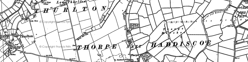 Old map of Lower Thurlton in 1884