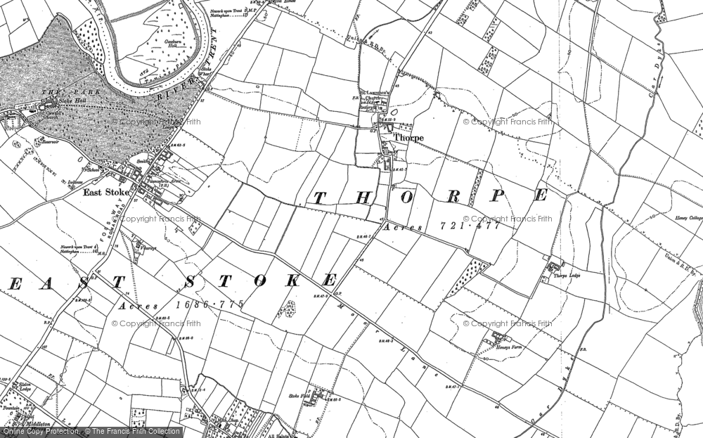 Old Map of Thorpe, 1886 - 1899 in 1886