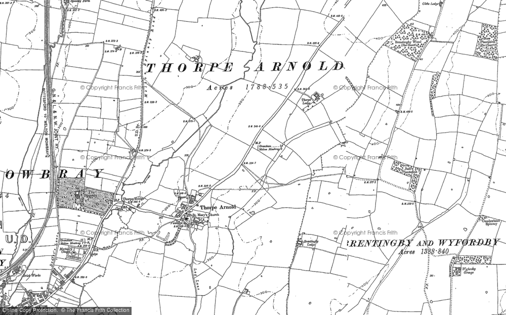 Old Map of Thorpe Arnold, 1884 - 1902 in 1884