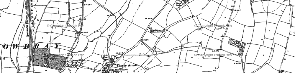 Old map of Thorpe Arnold in 1884