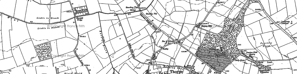 Old map of Thorpe Audlin in 1860
