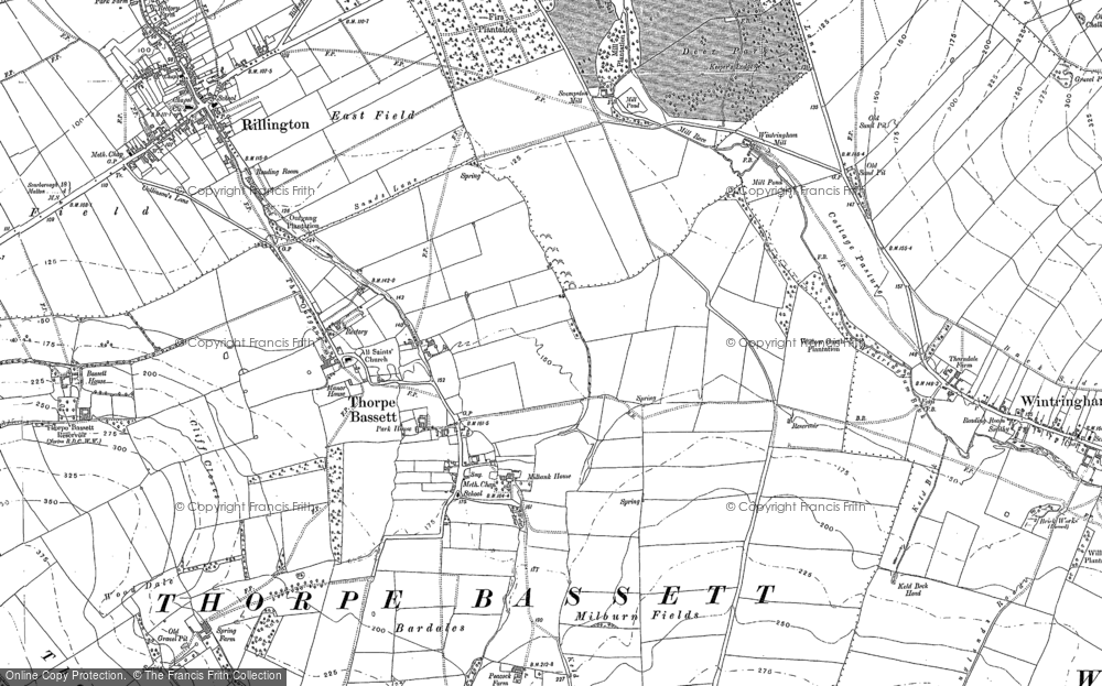 Old Map of Thorpe Bassett, 1889 - 1890 in 1889
