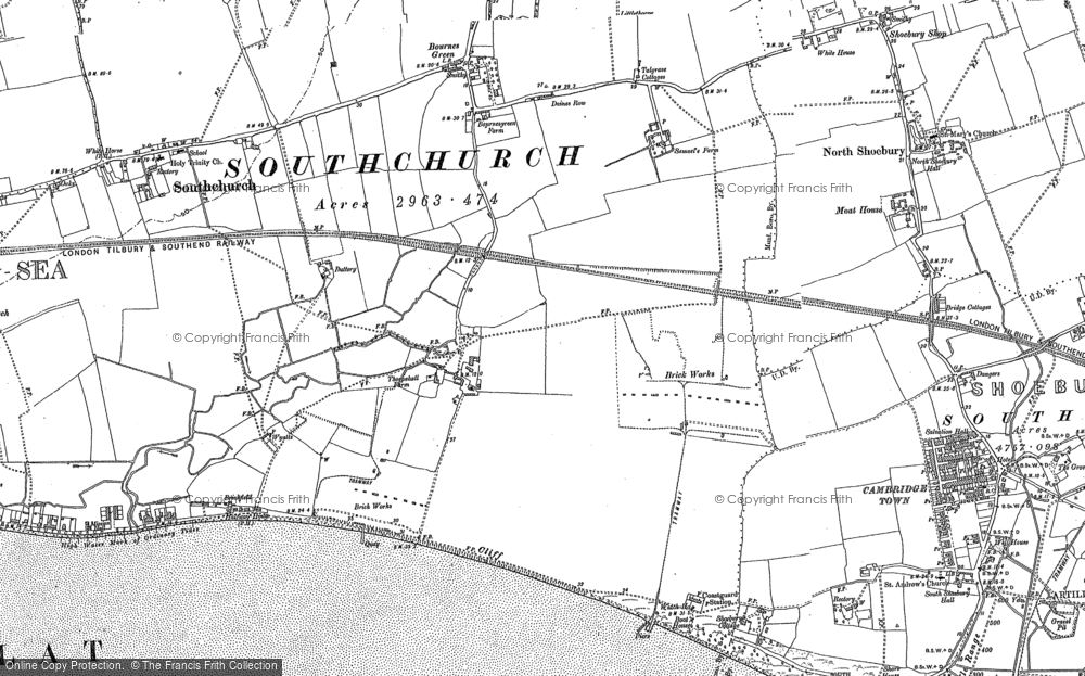 Old Map of Historic Map covering Bournes Green in 1896