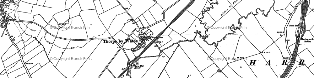 Old map of Thorpe by Water in 1899