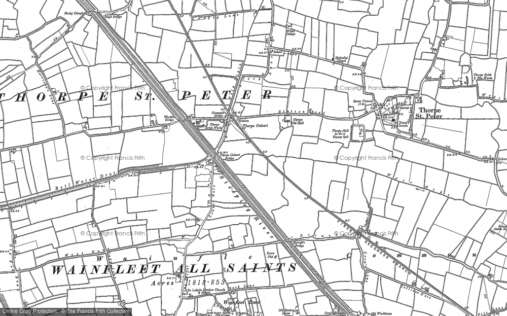 Old Map of Historic Map covering Wainfleet Bank in 1887