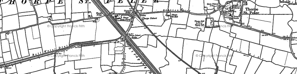 Old map of Thorpe Culvert in 1887