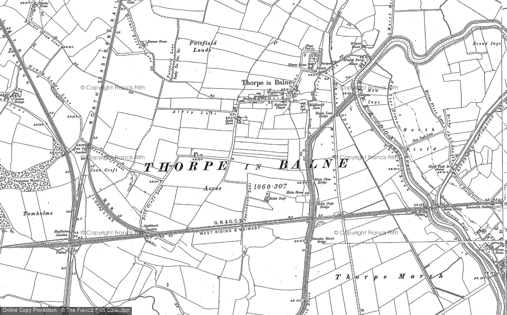 Old Map of Thorpe in Balne, 1891 in 1891