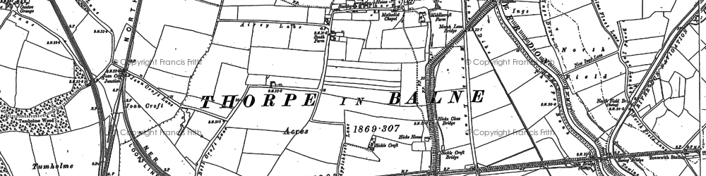 Old map of Thorpe in Balne in 1891