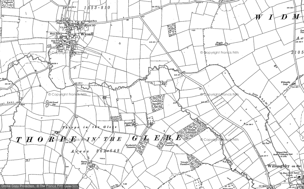 Old Map of Thorpe in the Glebe, 1883 - 1901 in 1883