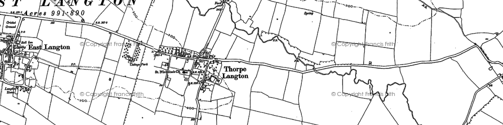 Old map of Thorpe Langton in 1885