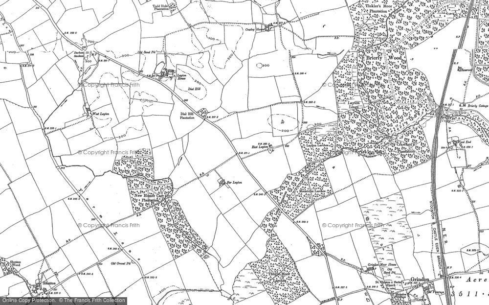Old Map of Historic Map covering Grindon in 1896
