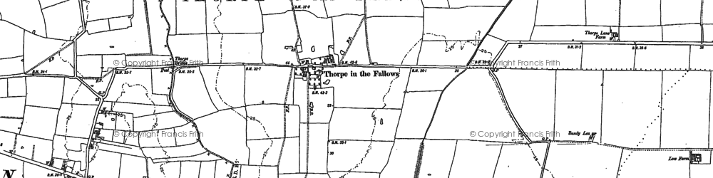 Old map of Thorpe le Fallows in 1885