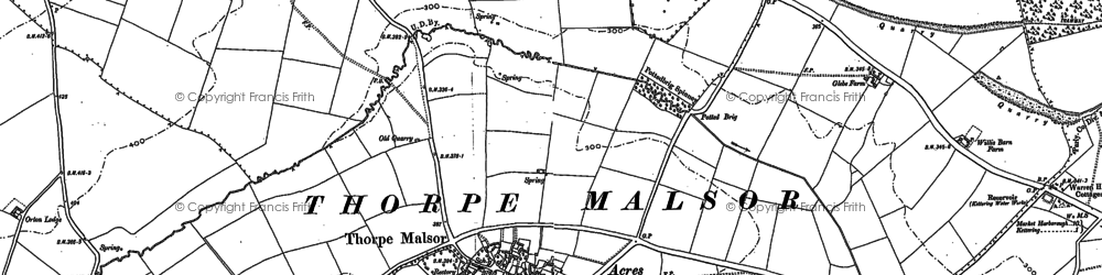 Old map of Thorpe Malsor in 1884