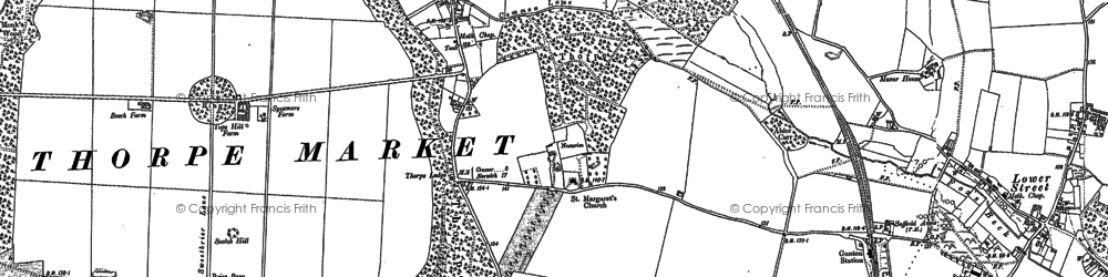 Old map of Thorpe Market in 1885