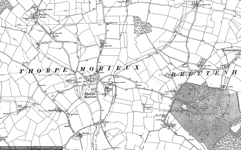 Old Map of Historic Map covering Almshouse Green in 1884