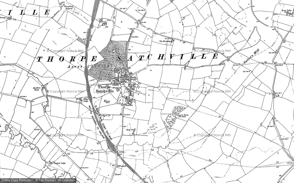 Old Map of Thorpe Satchville, 1884 - 1902 in 1884
