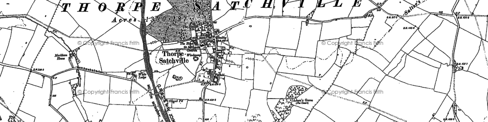 Old map of Thorpe Satchville in 1884